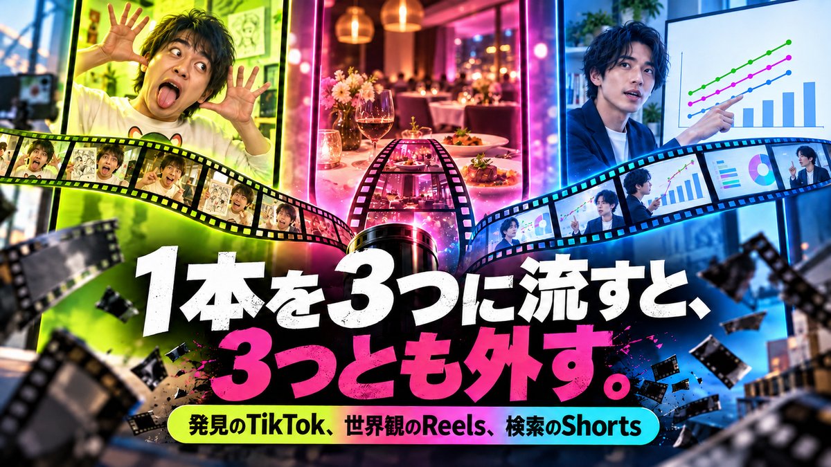 TikTok・Reels・YouTube Shorts｜媒体別の作り分け